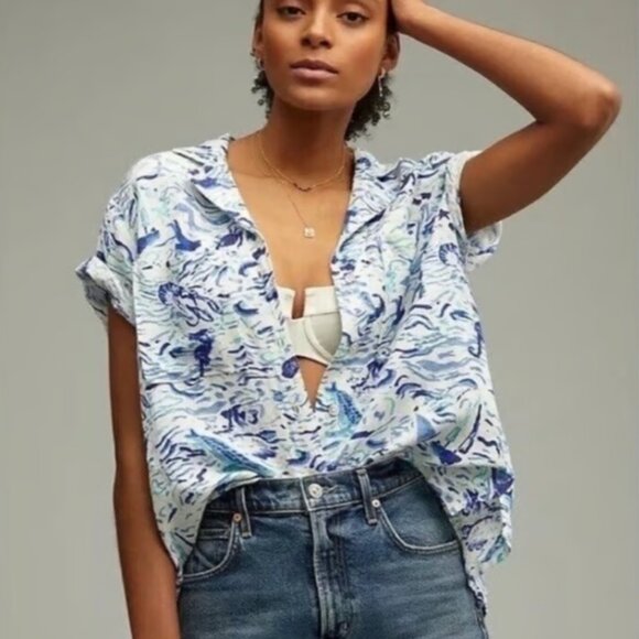 π¨ 50% OFF BUNDLES! π¨ NWT MAEVE by ANTHROPOLOGIEβ Classic Surf Shirt - Picture 1 of 11